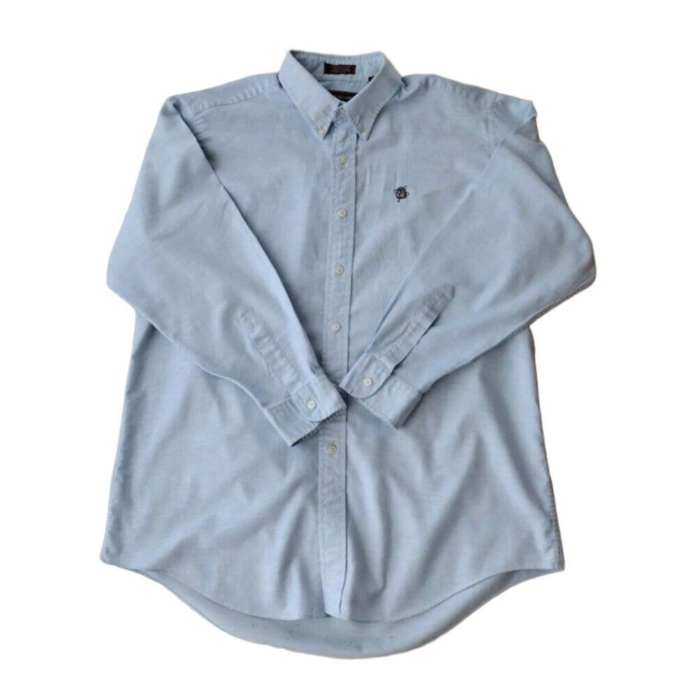 VTG Chaps Ralph Lauren Button Down Shirt Man's 17.5 32 /‎ 33 Blue Long Sleeves